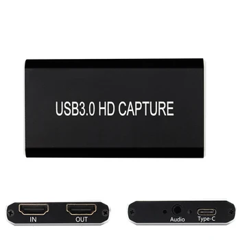 Карта-адаптер захвата USB 3.0, Устройство захвата видеоигр HDMI-USB Type C для прямой трансляции для PS4 Xbox One 360, Full HD 1080p 60 кадров в секунду