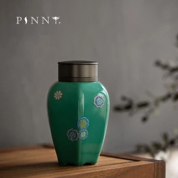 Керамические банки для чая с двухслойной крышкой Ручной работы PINNY, Китайские Чайные аксессуары кунг-фу, ретро-контейнеры для хранения