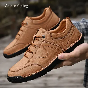 Классическая мужская обувь Golden Sapling, легкая мужская повседневная обувь в стиле ретро, Модные кожаные туфли на плоской подошве, безопасные лоферы ручной работы