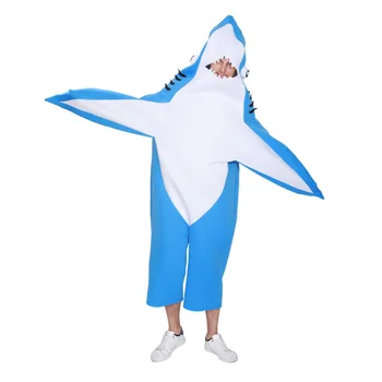 Комбинезоны, костюм акулы, Толстовка с капюшоном для взрослых на Хэллоуин, Забавный комбинезон с акулой, Костюм животных для взрослых, Карнавальный костюм для вечеринки