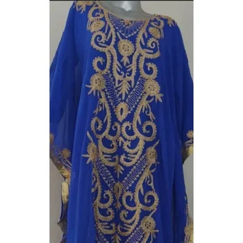Королевская синяя Длинная рубашка из Марокко, Дубая, Африканский костюм Подружки невесты, Арабское праздничное платье, европейские и американские модные тенденции
