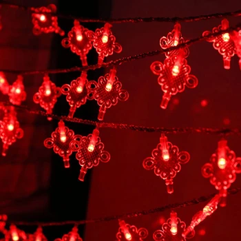 Красный фонарь, Китайский узел, светодиодные гирлянды, Рождественские Свадебные украшения на батарейках, Китайский Новогодний декор