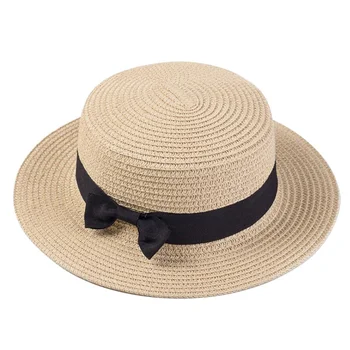 Летние шляпы для женщин, Пляжная женская модная Панама на плоской подошве с бантом, Женские повседневные солнцезащитные шляпы для женщин, Соломенная шляпа