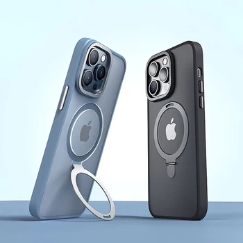 Магнитный держатель для беспроводного зарядного кольца, силиконовый металлический чехол для телефона iPhone 14 13 12 Pro Max с магнитным чехлом для мобильного телефона Funda
