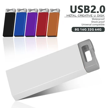 Металлическая USB-флешка реальной емкости 64 ГБ 32 ГБ 16 ГБ 8 ГБ 4 ГБ флэш-накопитель USB2.0, водонепроницаемый флеш-накопитель с пользовательским логотипом