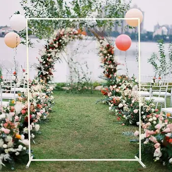 Металлическая подставка для свадебной арки размером 2 × 1,6 м с сетчатыми линиями, Декоративный каркас из цветочных шаров для вечеринки в саду