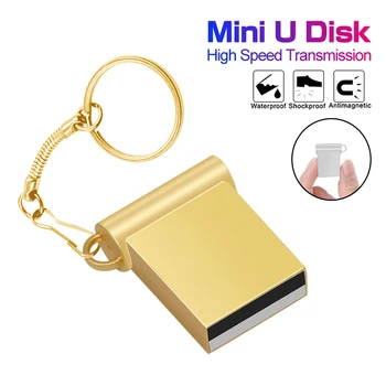 Мини U диск 2,0 металлический USB флешка 64 ГБ 32 ГБ usb memoria stick 4 ГБ 8 ГБ 16 ГБ USB диск для Ноутбука с брелоком