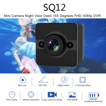Мини-камера SQ12 HD 1080P С водонепроницаемым широкоугольным объективом, экшн-видеокамера, чехол для микрокамеры, Спортивный видеорегистратор инфракрасного ночного видения