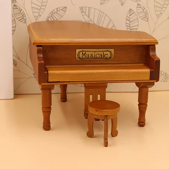 Миниатюрная модель Рояля с музыкой Мини музыкальный инструмент для кукольного домика 1/12 Аксессуары для фигурки bjd