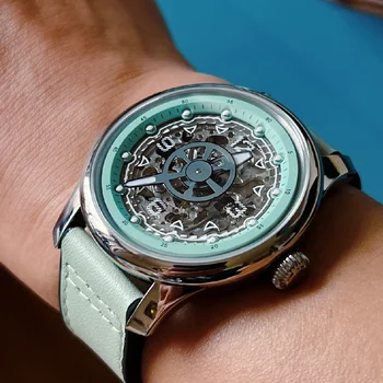 Мужские часы с титановым скелетоном, механические наручные часы с автоматическим автоподзаводом, роскошные 40 мм светящиеся часы, мужские спортивные таинственный код