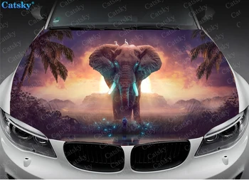 Наклейка со Слоном в виде Животного На автомобиль, Графическая Виниловая наклейка на капот Двигателя, Набор Рисунков, наклейка с индивидуальным дизайном 