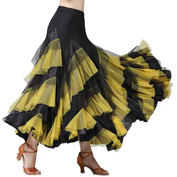 Национальная стандартная одежда для современных танцев Вальс, Длинная юбка с широкими подолами, одежда для занятий танцами на сцене, 6 цветов