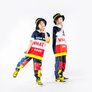 Новые современные костюмы для уличных танцев, Летняя Модная детская одежда для занятий джазовыми танцами, Детские костюмы для выступлений в стиле хип-хоп DWY5431