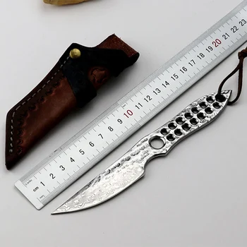 Нож с фиксированным лезвием, очень острые уличные тактические фиксированные ножи Ручной ковки из дамасской стали, встроенный прямой нож EDC инструмент