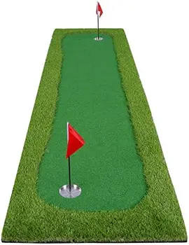 Паттинг-грин/коврик-Тренировочный коврик для гольфа- Профессиональный тренировочный коврик для гольфа- Зеленая длинная сложная клюшка для игры в помещении/на открытом воздухе\u2026
