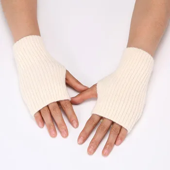 Перчатки на полпальца Для женщин и мужчин, зимние мягкие теплые вязаные перчатки для студентов без пальцев, толстые перчатки с сенсорным экраном
