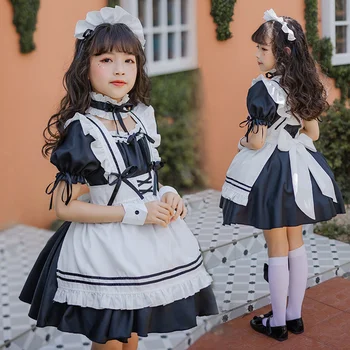 Платье принцессы в стиле Лолиты для девочек, черно-белое классическое платье горничной, милое платье для больших мальчиков в стиле Лолиты