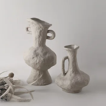 Простая Керамическая ваза с Эмбрионом, Украшения из домашней ретро-керамики, Сухой Цветок, Креативные Украшения для домашнего рабочего стола
