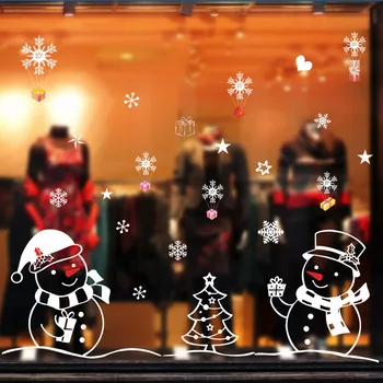Рождественские наклейки на стену с Санта-Клаусом, наклейки на оконное стекло с Лосем, Художественный дизайн для детской комнаты, украшения дома, наклейки на стены, витрина магазина