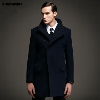 Российская 2023 мужская шерстяная ветровка M-XXXL, большие размеры, Европа, однобортная качественная зимняя теплая куртка, распродажа, мужское пальто