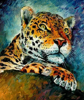 Ручная работа, Абстрактная картина с животными, Леопард, Картина маслом на холсте Для украшения стен, Картина с ножом, Картина с Пантерой, украшение