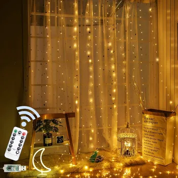 Светодиодные Гирлянды для Штор 3x1/3x2/3x3 М, Сказочная Гирлянда на окно, USB-Гирлянда, Рождественская Свадебная вечеринка, Гирлянда, Украшение дома