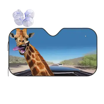 Солнцезащитный козырек на лобовое стекло с животными-жирафами, Забавный Креативный автомобильный козырек На переднее стекло 70x130 см, Автомобильный солнцезащитный козырек, Отражатель тепла