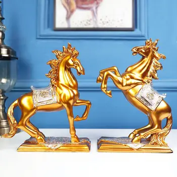 Статуя Стоящей лошади из смолы для офиса, домашнего декора, Скульптура с животным орнаментом, Художественная статуэтка 