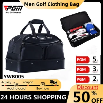 Сумка для одежды для гольфа PGM, Портативная Сумка для гольфа, Мужская Двухслойная Нейлоновая сумка Большой Емкости, Высококачественная Черная Диагональная Сумка YWB005