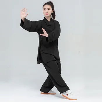Традиционный даосский халат для медитации в китайском стиле, Хлопчатобумажный Льняной костюм для занятий Тай-чи, Костюм Тай-Цзи, Дышащая одежда для выступлений