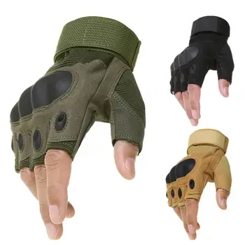Уличные тактические армейские перчатки без пальцев с жесткими костяшками пальцев для пейнтбола, страйкбола, охоты, боевой езды, пешего туризма, военные перчатки с полупальцами