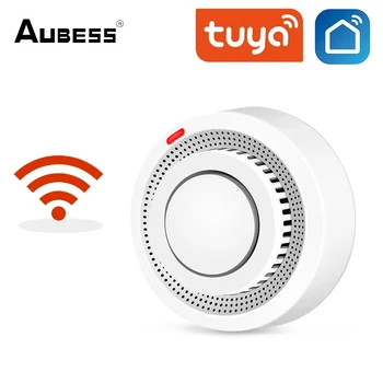 Умный детектор дыма Tuya WiFi, умный датчик пожарной сигнализации, приложение для защиты дома, дистанционное управление с помощью Tuya / Smart Life App