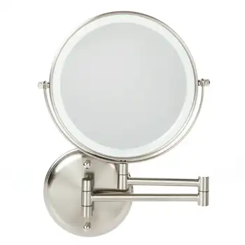 Установите 8-дюймовое круглое светодиодное зеркало, сатинированный никель