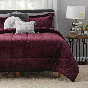 Фиолетовая бархатная кровать в мешке из 10 предметов, комплект одеял с простынями,