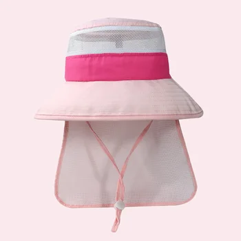 Шляпа с клапаном на шее, пляжный аксессуар для девочек, Летняя защита от солнца, большие поля с клапаном на шее на шнурке, кепка для отдыха подростков и малышей