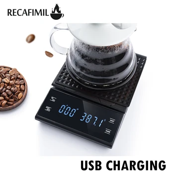 Электронные Цифровые весы для капельного приготовления кофе с таймером, Портативные высокоточные Кухонные весы со светодиодным дисплеем 3 кг / 0,1 г